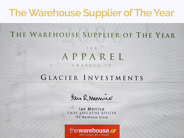 The Warehouse Supplier of The Year Award.